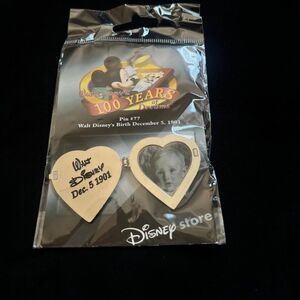 WALT DISNEY BIRTHDAY HEART HINGED LOCKET PIN 100 YEARS DREAMS